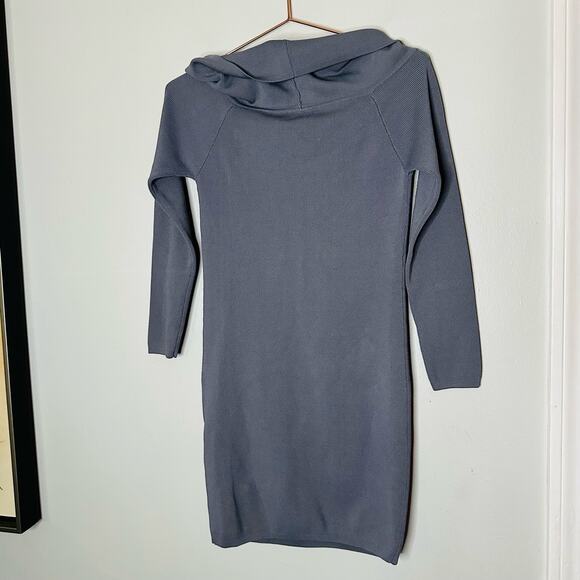 STYLESTALKER Grey Cowl Oversized Long Sleeve Short Mini Sweater Dress Size Small - Picture 2 of 7